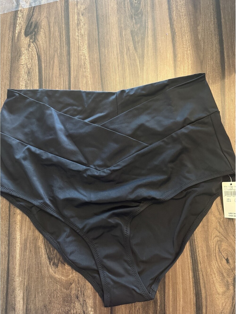 Aerie High Waisted Bikini Bottom Black Women's Size L NWT